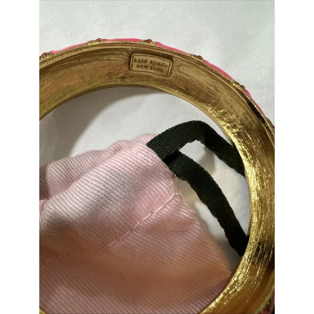 Kate Spade Pink Crystal Lollie Bracelet enamel Bangle multi color Pave stones